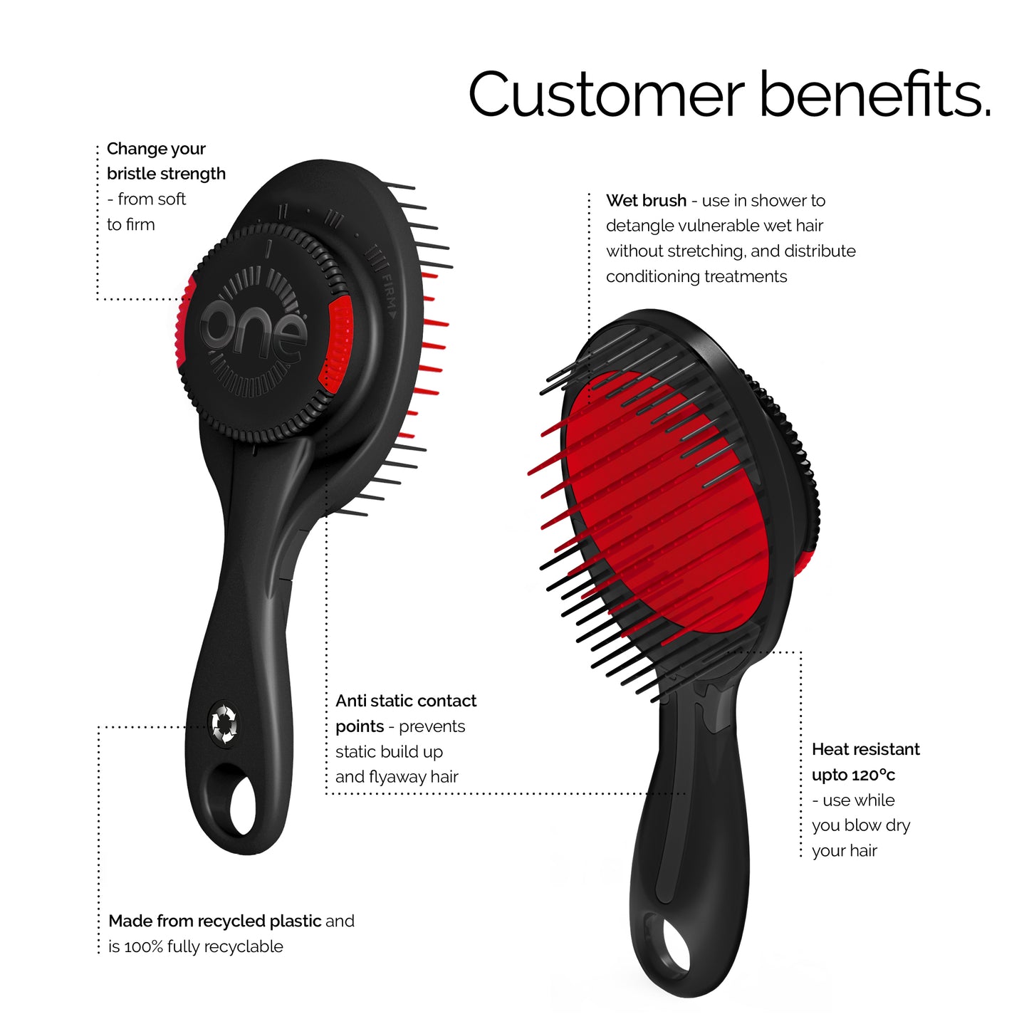 ONE Brush - The World's ONLY Adjustable Bristle Strength Hairbrush