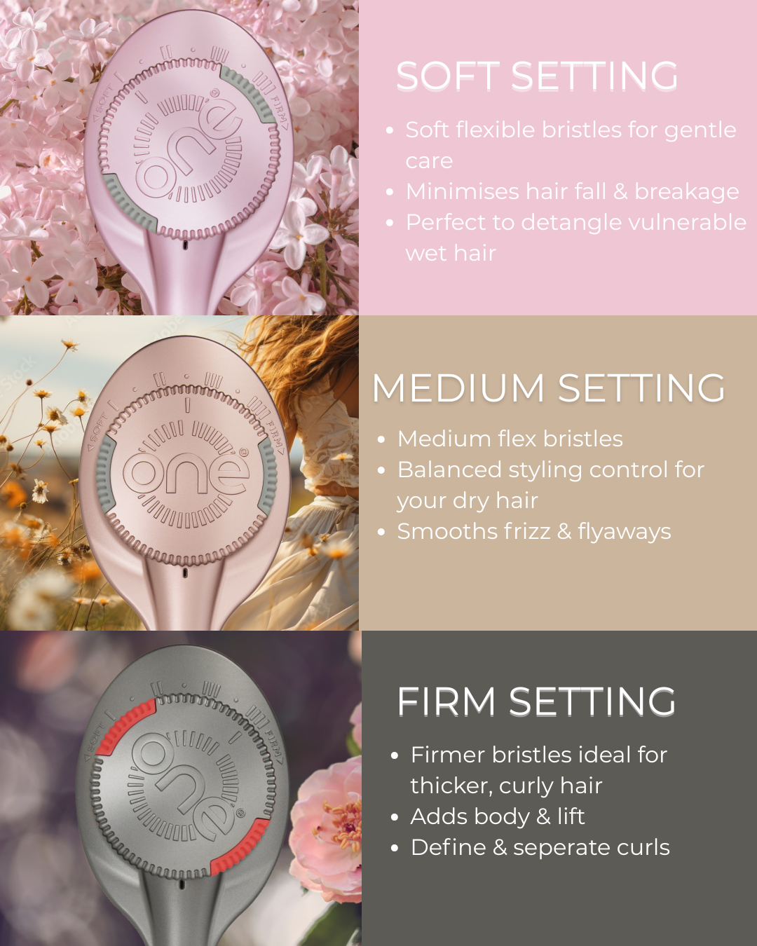 ONE Duo - Adjustable Bristle hairbrush set